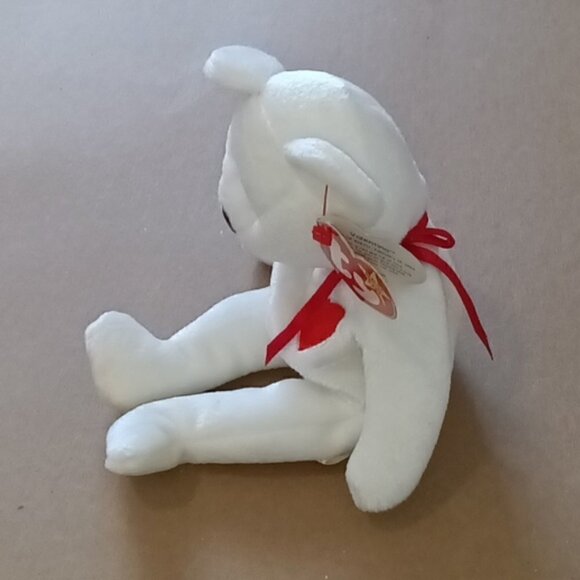 Beanie Baby Valentino white teddy bear with red heart LIKE NEW - Picture 7 of 12
